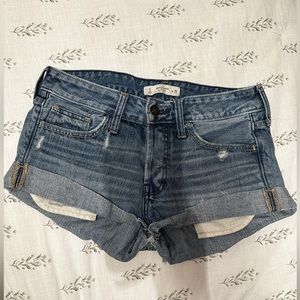 Abercrombie and Fitch distressed denim shorts low rise rise~ two sizes